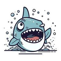 Funny shark cartoon vector illustration. Cute cartoon shark icon.