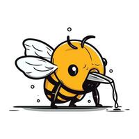Bee cartoon vector illustration on white background. Sweet honeybee character.