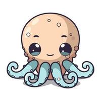 Cute octopus character cartoon style vector illustration for design and web