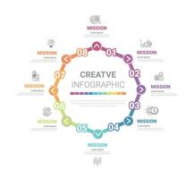 Circle Infographic thin line design and 8 options or steps. Infographics for business concept. vector