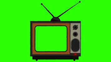 télévision, la télé dans dessin animé ancien style sur vert Contexte video