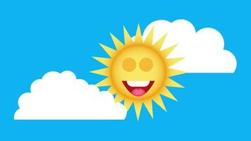 Happy Cartoon Sun Animation On Green Background video