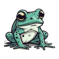 Cartoon green frog isolated on a white background. Vector illustration.