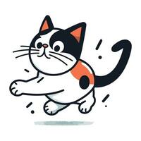 Cartoon cat running vector illustration. Cute cartoon cat character.
