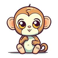 Cute cartoon monkey. Vector illustration isolated on a white background.