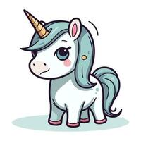 linda dibujos animados unicornio. aislado en blanco antecedentes. vector ilustración.