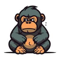 Chimpanzee Cartoon Mascot Character Vector Illustration.