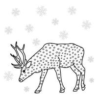 Sketchy image of a deer silhouette. Christmas decoration doodles vector
