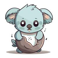 Cute cartoon koala sitting on a pillow. Vector illustration.