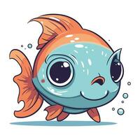 Cute cartoon fish. Vector illustration. Isolated on white background.