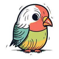 Illustration of a cute cartoon parrot on a white background. vector