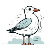 Seagull on the background of the sky. Vector illustration.