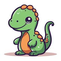 Cute cartoon dinosaur. Vector illustration isolated on a white background.