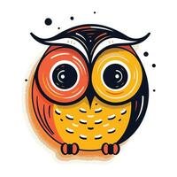 Vector illustration of cute cartoon owl with big eyes isolated on white background.