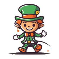 Leprechaun running. St. Patricks Day. Vector illustration