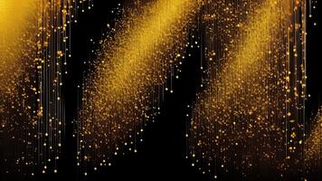 Luxury abstract black metal background with golden light lines. photo