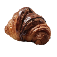 ein Croissant nieselt mit Schokolade Sirup, isoliert png