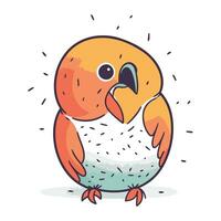 Cute cartoon parrot. Vector illustration isolated on white background.