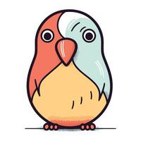 Cute cartoon parrot. Vector illustration. Isolated on white background.