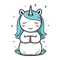 Cute cartoon unicorn. Vector illustration isolated on a white background.