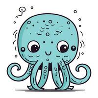 Cute cartoon octopus. Vector illustration. Isolated on white background.