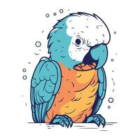 Cute parrot isolated on white background. Hand drawn vector illustration.