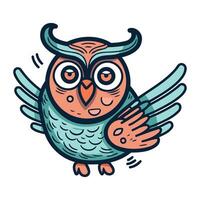 Cute cartoon owl. Vector illustration isolated on a white background.