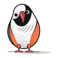 Cartoon vector illustration of cute black and orange bird isolated on white background