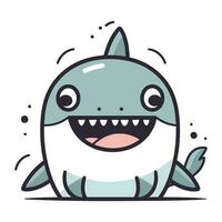 Cute Cartoon Shark Vector Illustration. Isolated On White Background