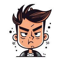 Angry boy cartoon character vector illustration. Emotions. feelings. facial expression concept.