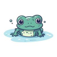 Frog in water. Cute cartoon character. Vector illustration.