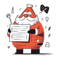 Santa Claus holding a letter. Vector illustration in cartoon comic style.