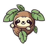 Cute Sloth Cartoon Mascot Character Vector Illustration.
