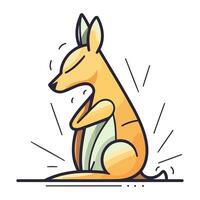 Funny kangaroo. Vector illustration in thin line style.