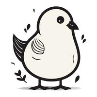 Pigeon doodle vector illustration. Hand drawn cartoon character.