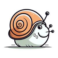 Cute cartoon snail. Vector illustration isolated on a white background.