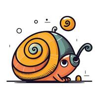 Cute cartoon snail. Vector illustration of a funny snail character.