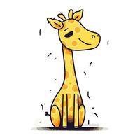 Cute cartoon giraffe isolated on white background. Vector illustration.