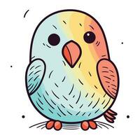 Cute cartoon parrot. Hand drawn vector illustration isolated on white background.