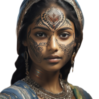 Indian girl With Colored Face, isolated png