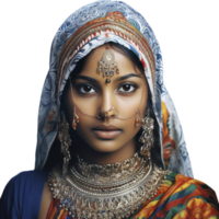 indisk flicka med färgad ansikte, isolerat png