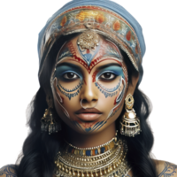 indio niña con de colores rostro, aislado png