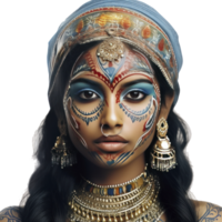 Indian girl With Colored Face, isolated png