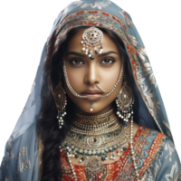 Indisch meisje met gekleurde gezicht, geïsoleerd png