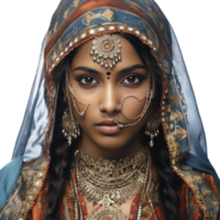 Indisch meisje met gekleurde gezicht, geïsoleerd png