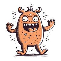 Funny cartoon monster. Vector illustration isolated on a white background.