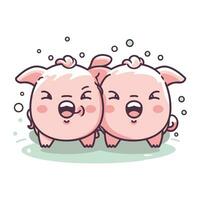 Cute cartoon pigs. Vector illustration. Isolated on white background.