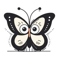 Butterfly with eyes. Vector illustration in doodle style.