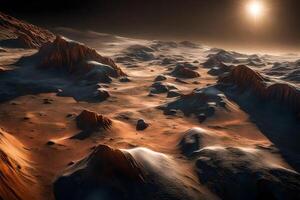 The ice on Mars' poles is very pretty when it shines in the sun on Mars AI Generated photo