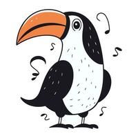 Cute cartoon toucan. Hand drawn vector illustration isolated on white background.